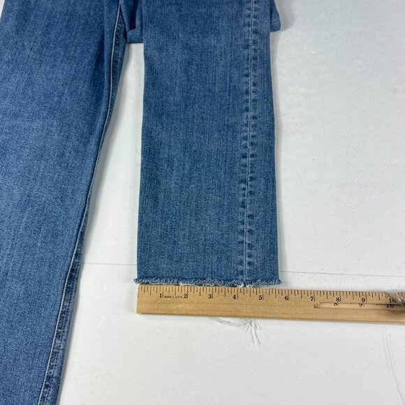 GRLFRND Jeans Women's Measured 25x23 Reed Slim Leg Crop Blue Frayed Denim Tag 25 - Picture 11 of 16
